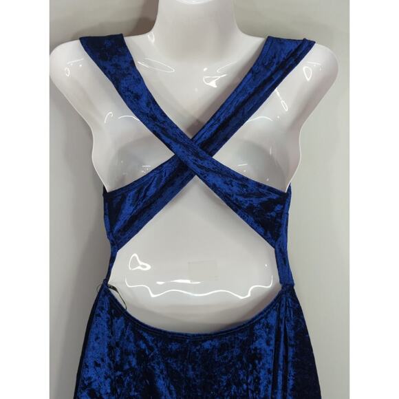 Lulus‎ Solo Album Navy Blue Backless Velvet Skater Dress Small NWT Party Skater - Picture 8 of 14